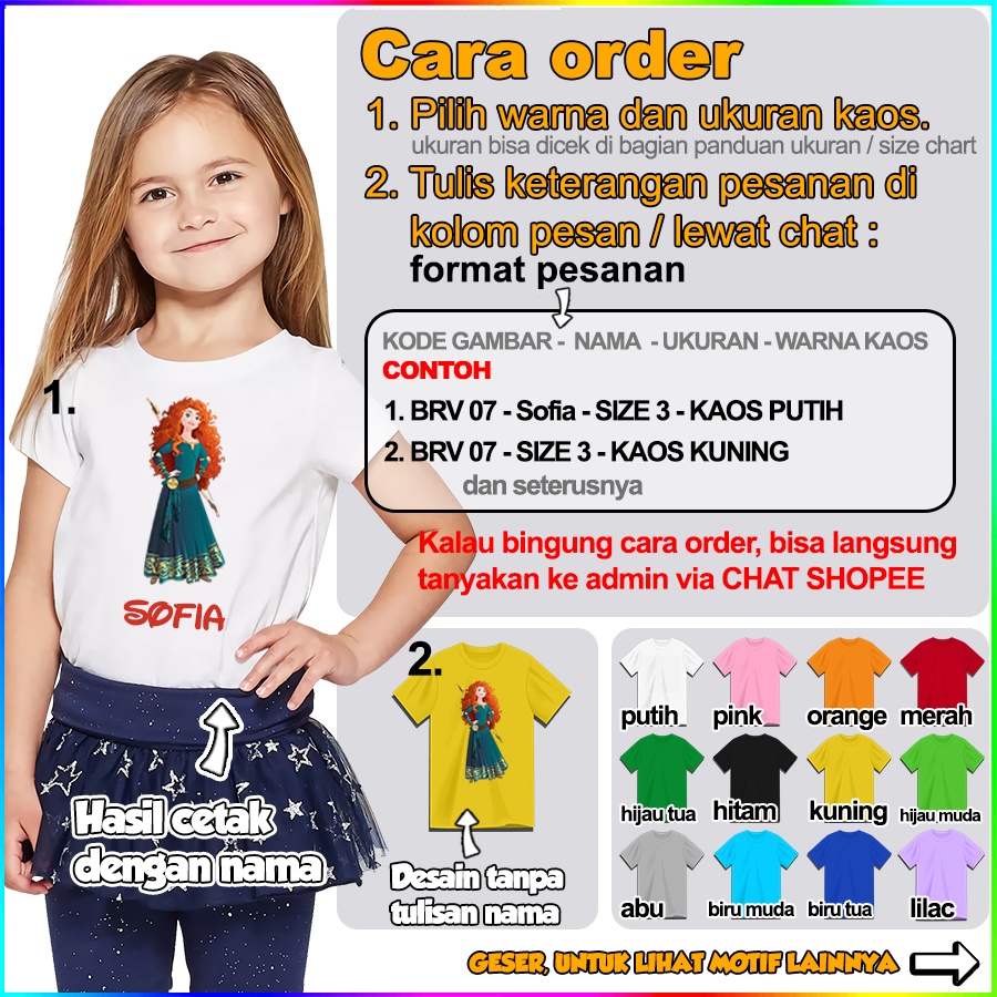 Baju Kaos ANAK DAN DEWASA BRAVE COUPLE (FREE NAMA)