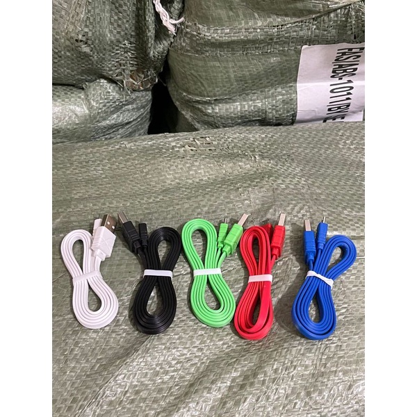 Kabel Data Macaron Model Flat Toplesan ( 1 toples isi 50 pcs) Micro USB - Harga PER TOPLES