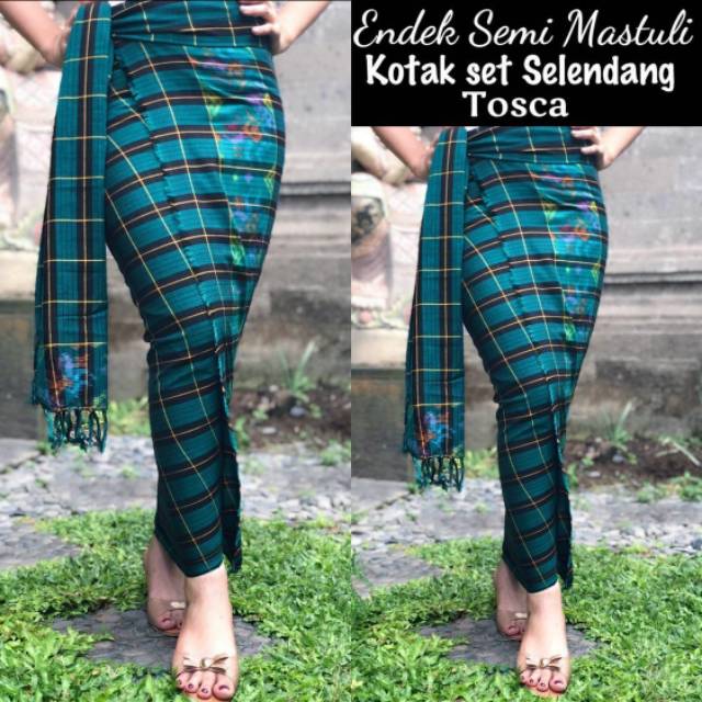 Kamen Bali grosir Kamen Bali Endek Semi Mastuli Kotak Set Selendang Tosca Oleh Oleh Bali