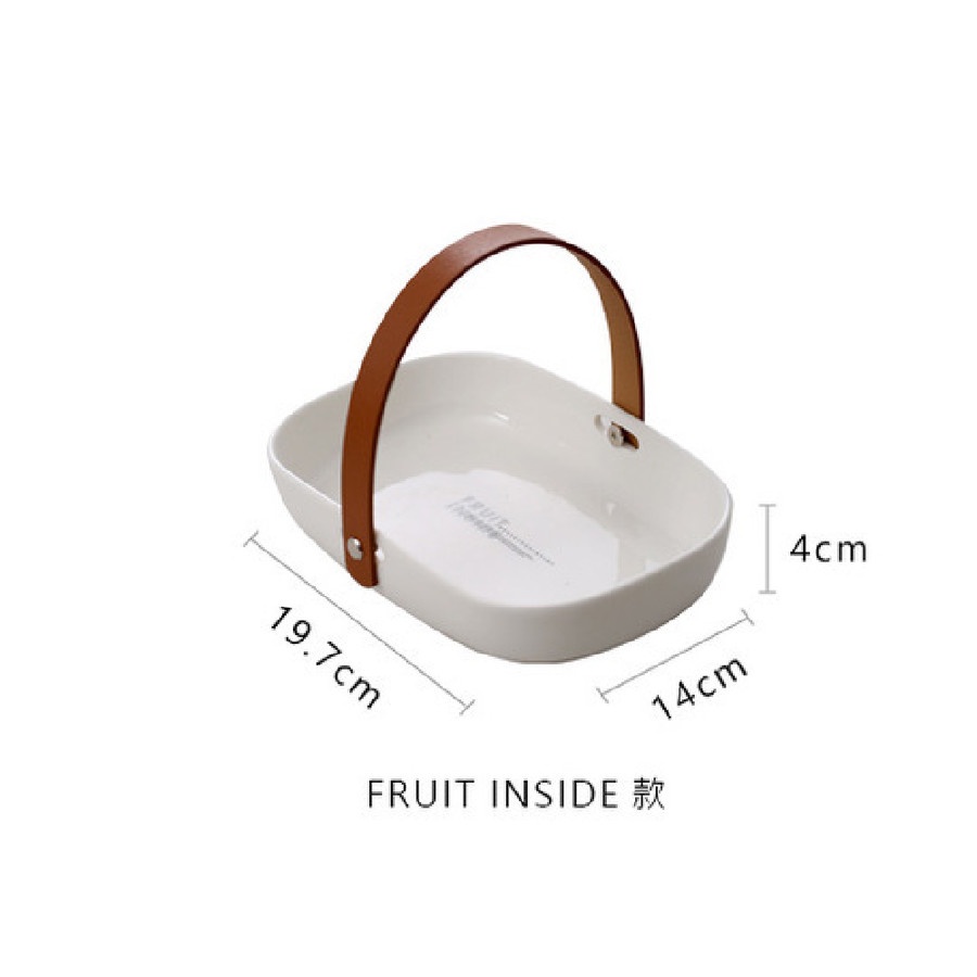 Piring buah / Nordic small fruit plate with leather handle