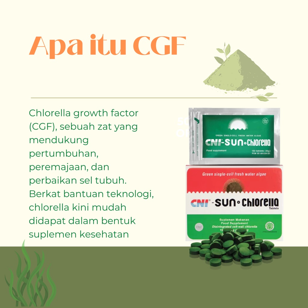 CNI Sun Chlorella Vitamin Kesehatan Regenerasi Sel Tubuh Anda Bugar Awet Muda Isi 150 Tablet Asli