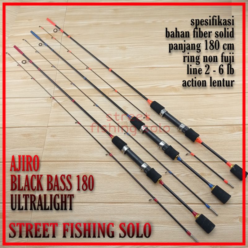 joran pancing UL fiber lentur ul ultralight ajiro Black Bass 150 165 180 198 cm COD