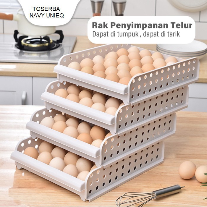 Rak penyimpanan telur 2 tingkat - Tempat telur 2 susun