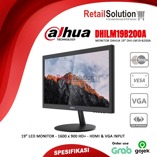 Monitor TN HD 19&quot; VGA HDMI - Dahua DHI-LM19-B200A / LM19B200A DHILM19B200A