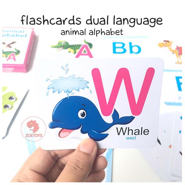 Zoetoys Flashcards Dual Language | Flashcard Kartu Pintar Balita Termurah Animal Body Parts Alphabet | Mainan Edukasi Anak