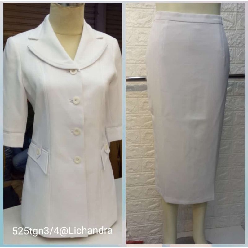 Seragam lichandra/stelan putih rok/atasan putih/blazer kerja