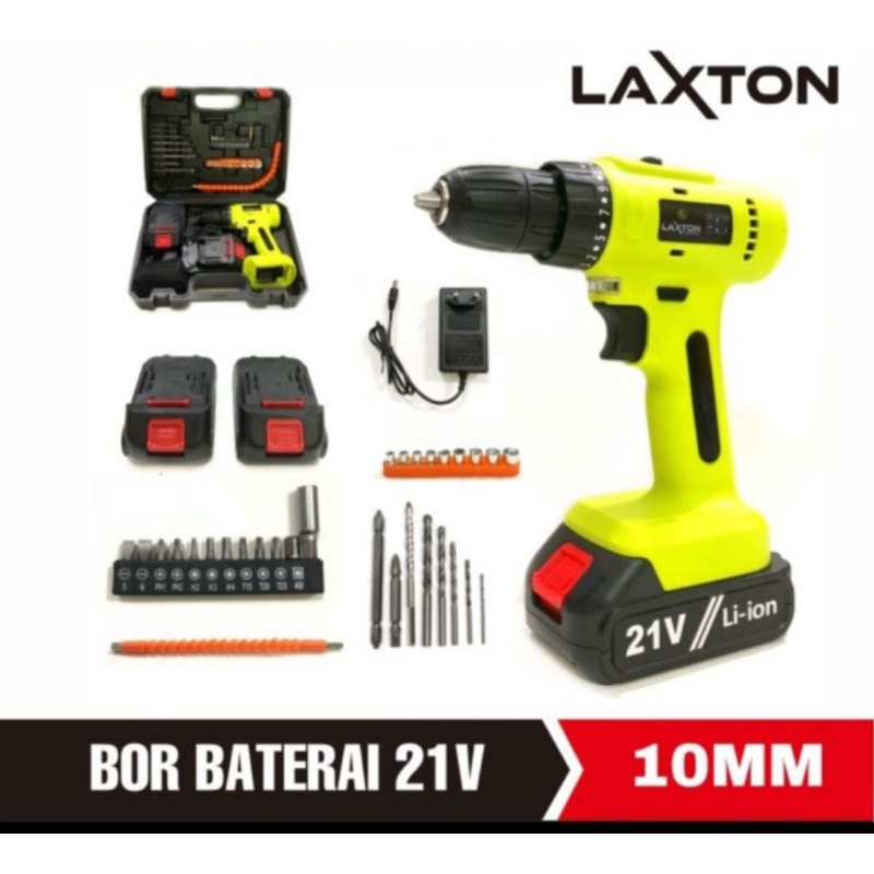 MESIN BOR BATERAI LAXTON CORDLESS DRILL 21V