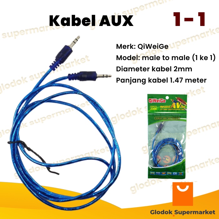 Kabel AUX Audio 3.5mm 1 in 1 Colokan Music Mobil mini to mini QiWeiGe Cable Audio Jek