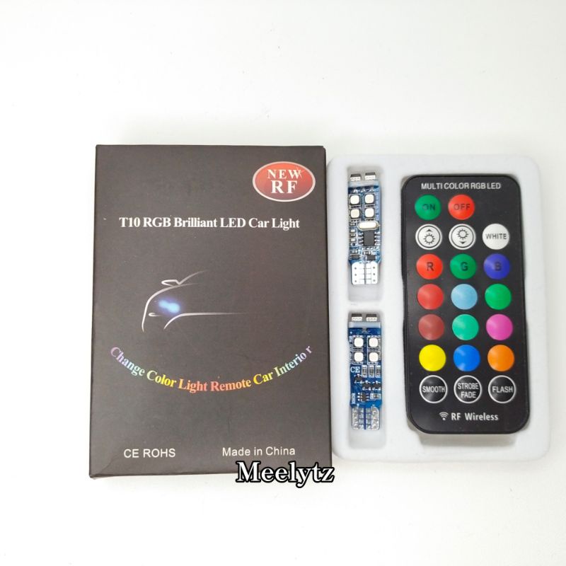 Sepasang Led T10 remote Wireless senja atau sen multicollor