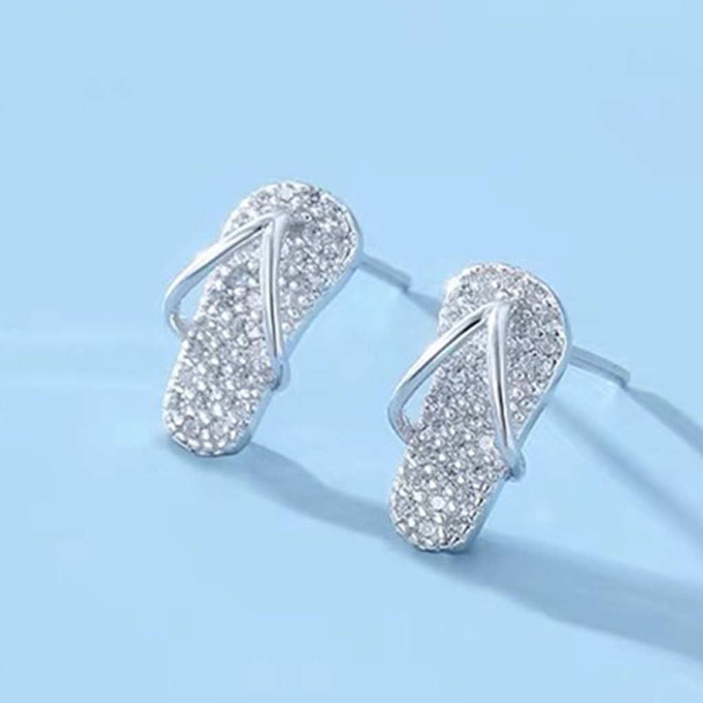 Hu Hu Hu Hu Hu Alat Bantu Pasang Kacamata♡ Anting Stud Bentuk Sandal Bahan Alloy Untuk Wanita