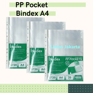 PP Pocket / Plastik Pocket / Sheet Protector Ukuran A4 Merk Bindex 5720 ( Isi 20 lembar )