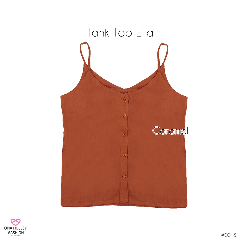 (COD) OH Fashion Basic Tank top Ella kancing premium quality korea #0018-Caramel