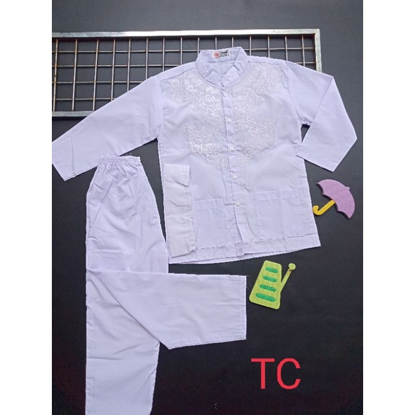 Setelan Baju Koko Putih Katun anak laki-laki Paud SD SMP
