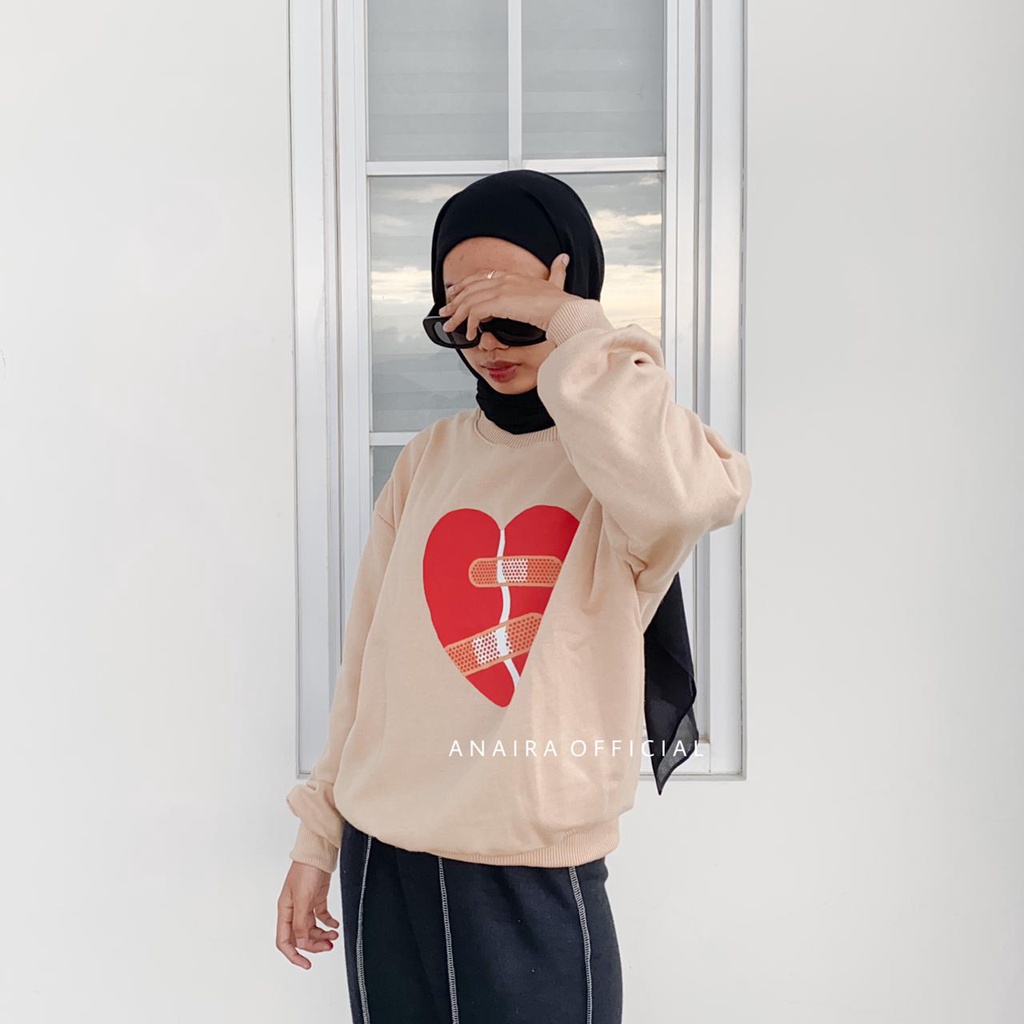 SWEATER WANIITA BROKEN HEART ANAIRAOFFICIAL SWEATER OVERSIZE WANITA SWEATER CEWEK SWEATER OVERSIZE CEWEK CREWNECK CEWEK CREWNECK WANITA