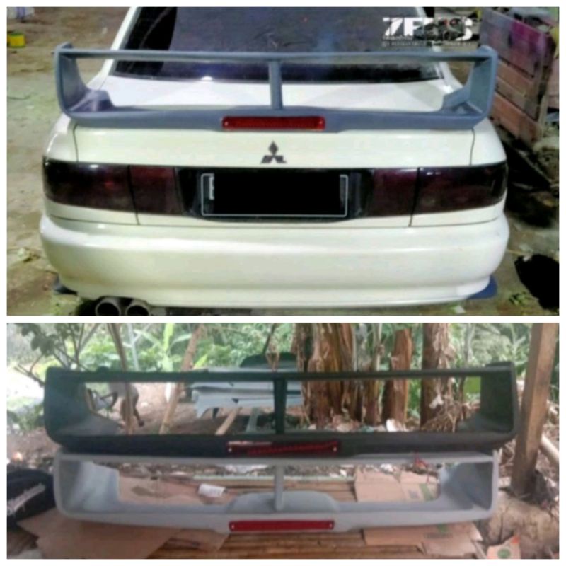 Rear spoiler wing lancer evo 3 GSR dengan lampu epoxy fiber