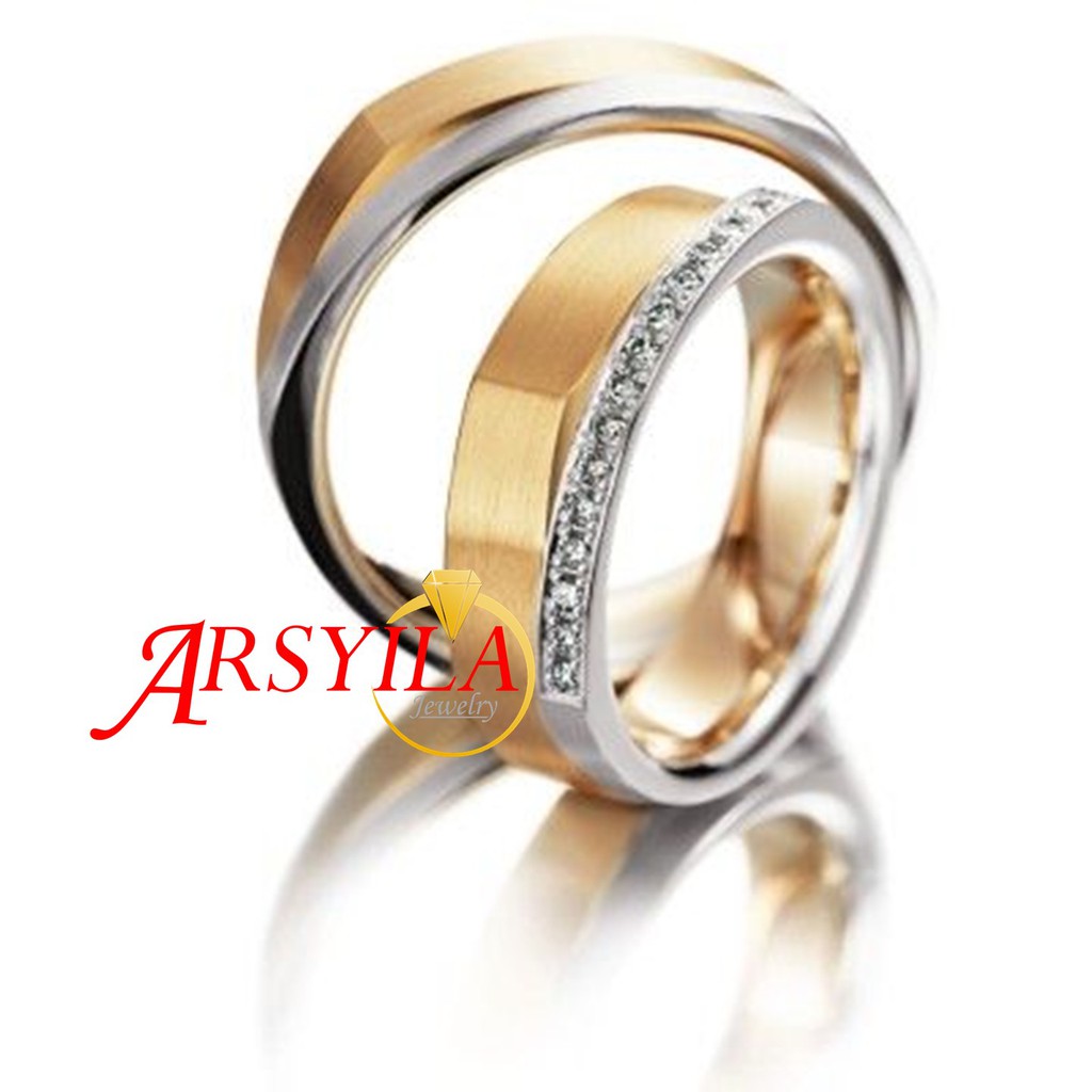 Cincin Couple Wedding Ring Rhodium Microsetting By Arsyila Jewelry