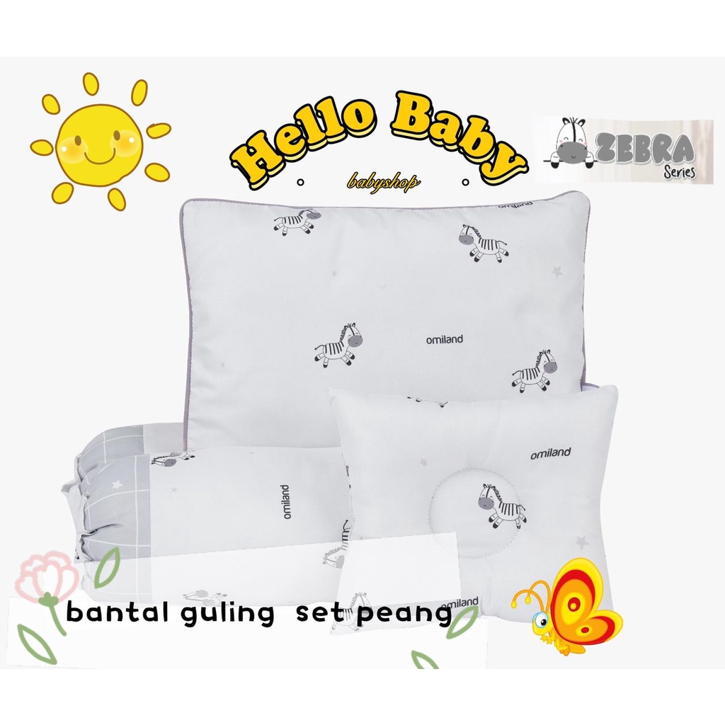 Omiland Bantal Guling Bayi Set Peang Zebra Series Bahan Halus Tidak Berbulu