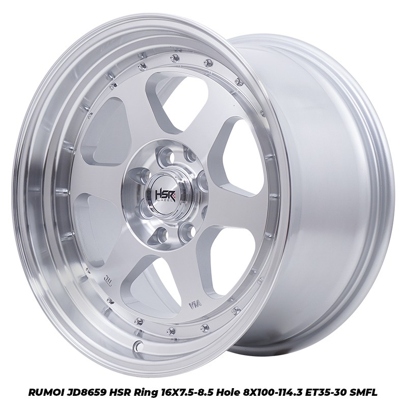 velg racing hsr palang enam RUMOI Ring 16X75 85 Hole 4X100 holex114,3 ET 35 30 Silver machine face u