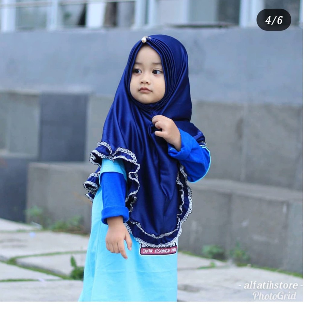 ALFATIH STORE / Jilbab Anak MISHA BUNGA / Variasi aplikasi bunga Renda / Jilbab hijab Anak Murah ianah
