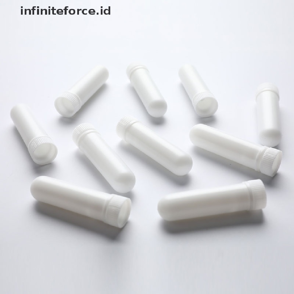 (Infiniteforce.Id) 10pcs Tabung Inhaler Kosong Warna Putih Untuk Minyak Esensial / Aromaterapi