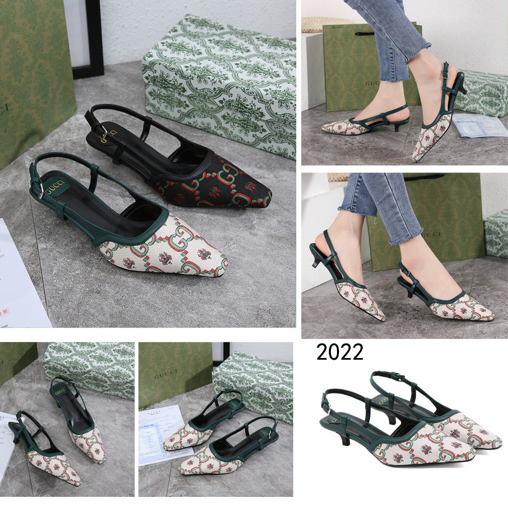 GG Canvas Slingback Pumps #2022