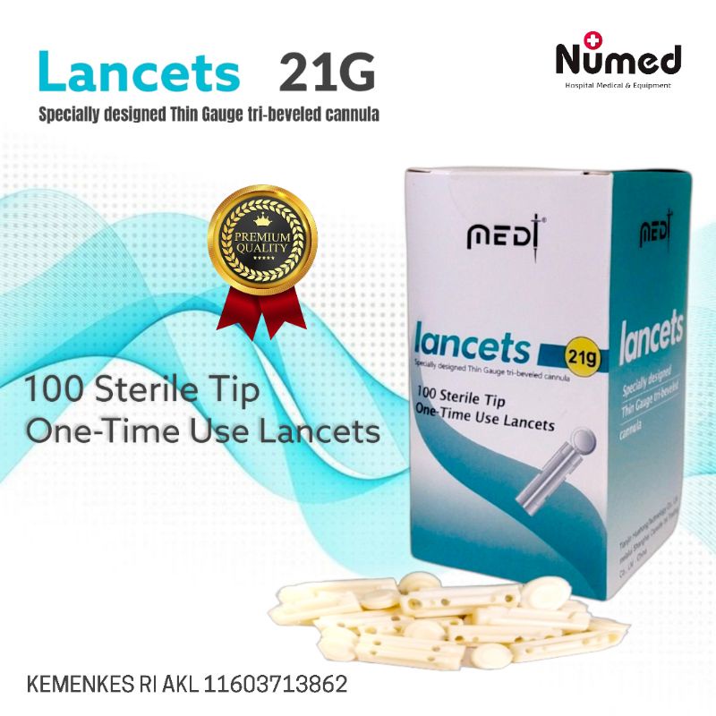 Medilance Blood Lancet 21G Jarum Pen Bekam Original Medilance isi 100 Pc