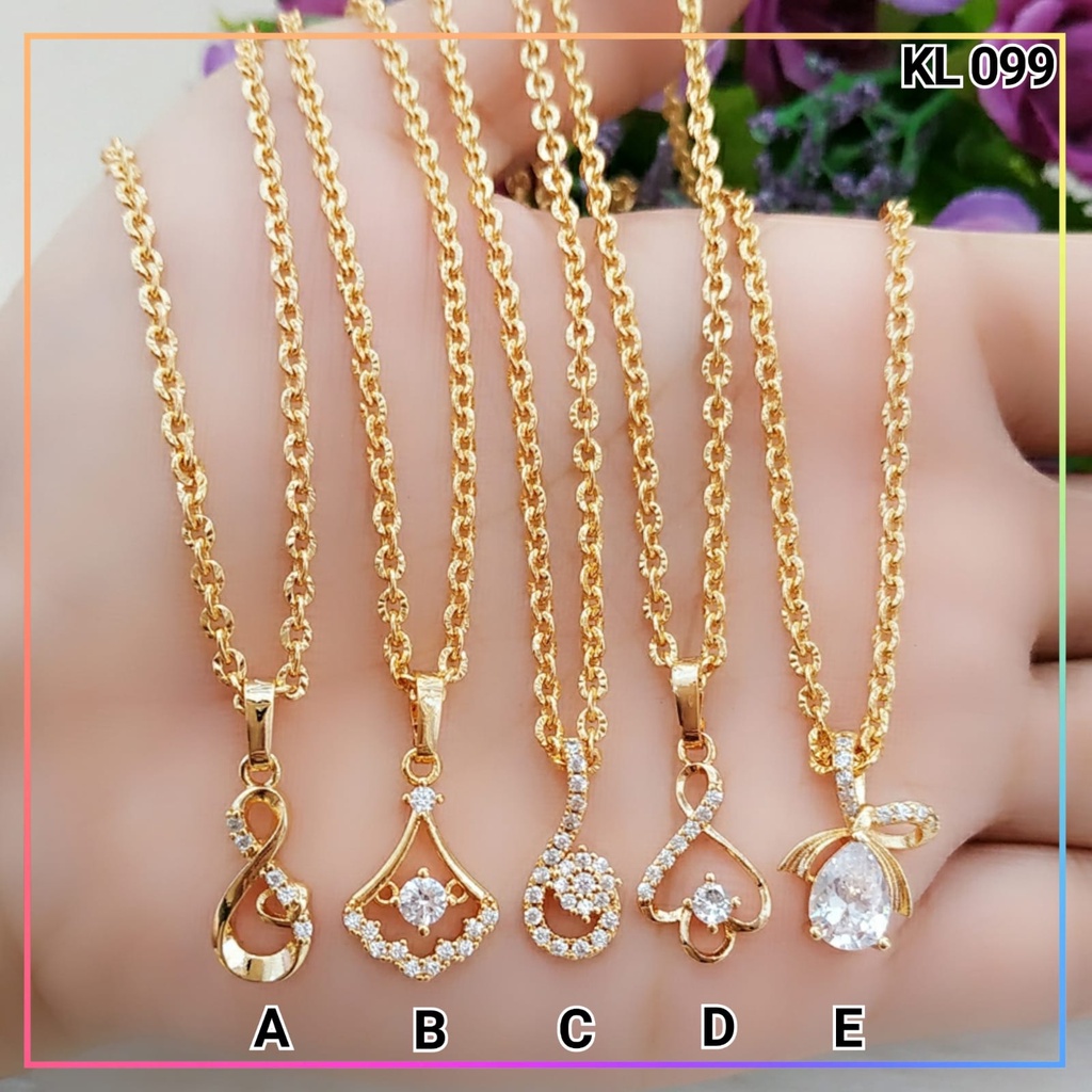 Kalung xuping dewasa set liontin pita rantai permata zirqon lapis emas gold KL 099