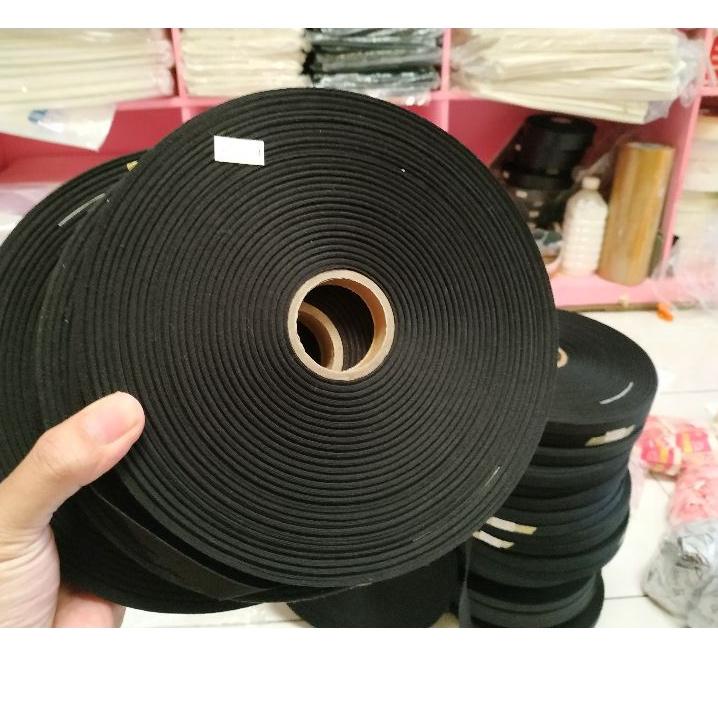 

Label hijab baju Merk Pita Katun Halus piterban satin POLOS Import 1 2 3 2.5 cm hitam ホ