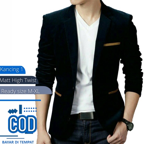 Blazer Pria List Coklat Casual - Jas Pria Slimfit Formal / Jas Pengantin Pria Murah