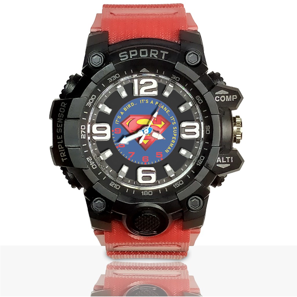 Jam Tangan Custom SUPERMAN motif 1 Ruber- Water Resistant