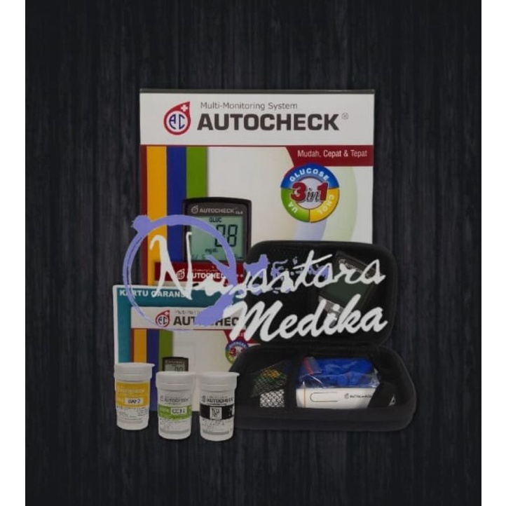 Cek Gula Darah Original GCU Autocheck 3in1 Multhicek / Gula Darah , Asam Urat , Kolestrol