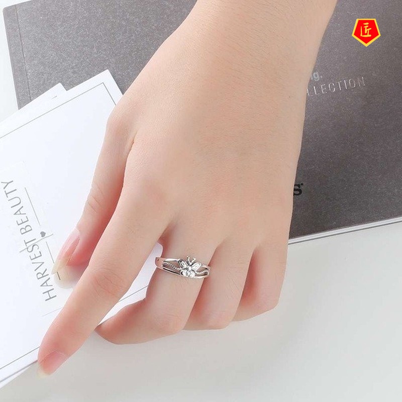 [Ready Stock]S925 Silver Butterfly Ring Retro Simple