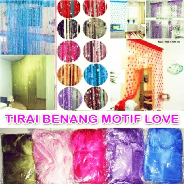 Tirai Benang Love Cinta Hati Motif Baichuan Gorden Kamar Pintu Jendela Dekorasi Shopee Indonesia