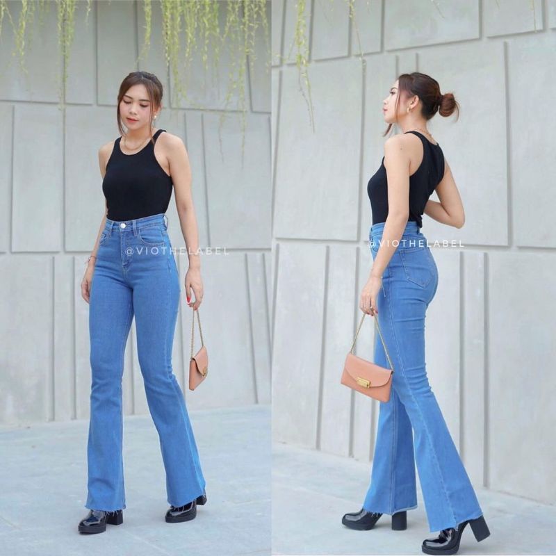 MCO - Celana Wanita HW Cutbray Yeslyn Unfinish Flare Cutbray