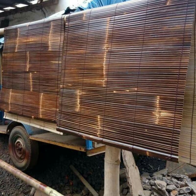 Tirai Bambu Krey hitam custom harga permeter