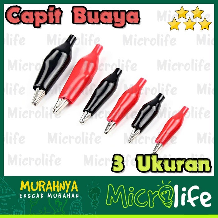 Capit Buaya Alligator Clip Jepit Aki Sepasang Hitam Merah