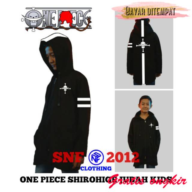 Jubah anime anak One piece shirohige jaket sweater m l anime distro keren s lucu anime distro