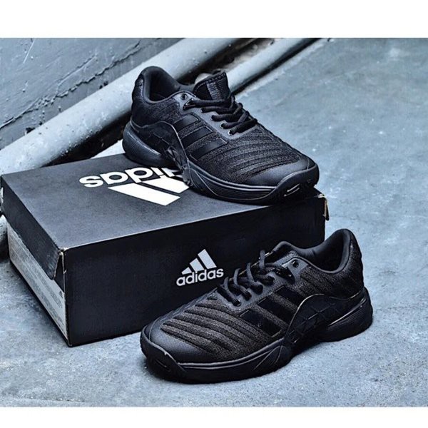 Sepatu adidas Barricade Boost Mens Tennis Court Shoes Train premium - Hitam merah 45