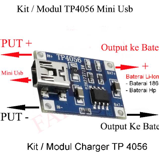 Kit Modul TP4056 Mini Usb Charger Baterai 18650 batre li ion baterai hp