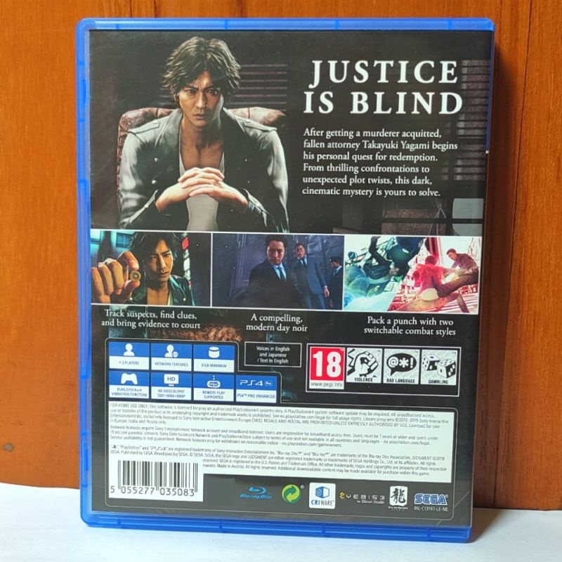 Judgment PS4 Kaset Judgement Playstation PS 4 5 Judgemen Judgeeye Judge Eyes CD BD Game Games Judgmen Judgemen Yakuza Lost Los Region 3 Reg Asia Game PS4 PS5 detective detektif gang gangster pertarungan fighter