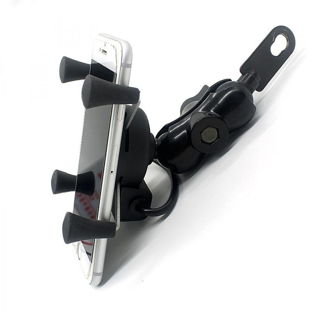 X-Grip Holder Motor Smartphone dengan USB 12V 2A - 006 ( Mughnii )