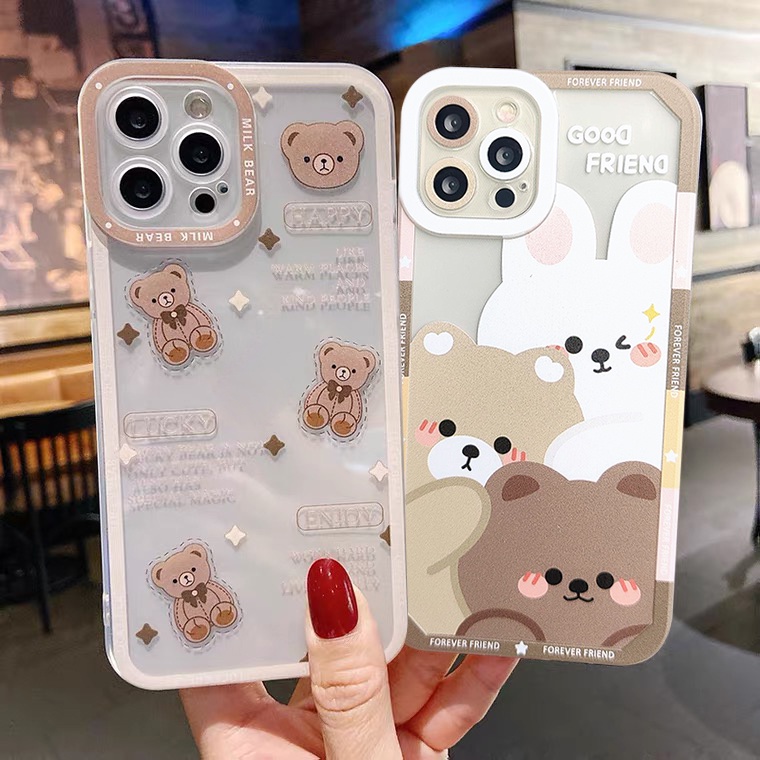 Casing Oppo A57 A52 A55 A74 A93 A12 A76 A95 A3S A32 A5 A7 A9 A72 A92 A9 A36 A96 A11 A54 A15 A1K A5S A74 A12E A35 A11 5F A33 A3 A16 A6 A16 A35 4k 5F 6k 7 F19Pro Cover Beruang Lucu