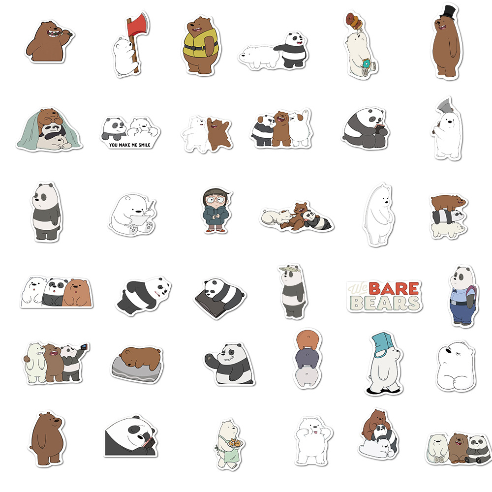 50Pcs/lot Cartoon Cute Little Bear Sticker Toys PVC Waterproof Graffiti Sticker For Laptop Luggage Toy Car Styling