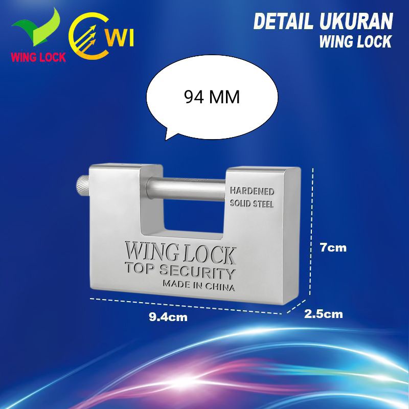 Gembok Wing Lock &quot;30mm&quot; Long Gembok Winglock, Gembok 94mm, gembok 70mm