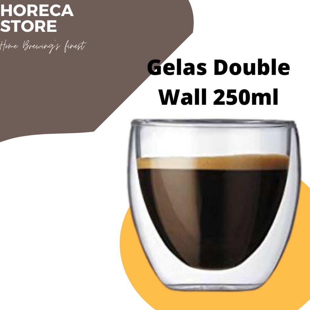 gelas double wall kualitas terbaik 250ml  espresso double wall glass  gelas kopi kapasitas 8 3oz 250