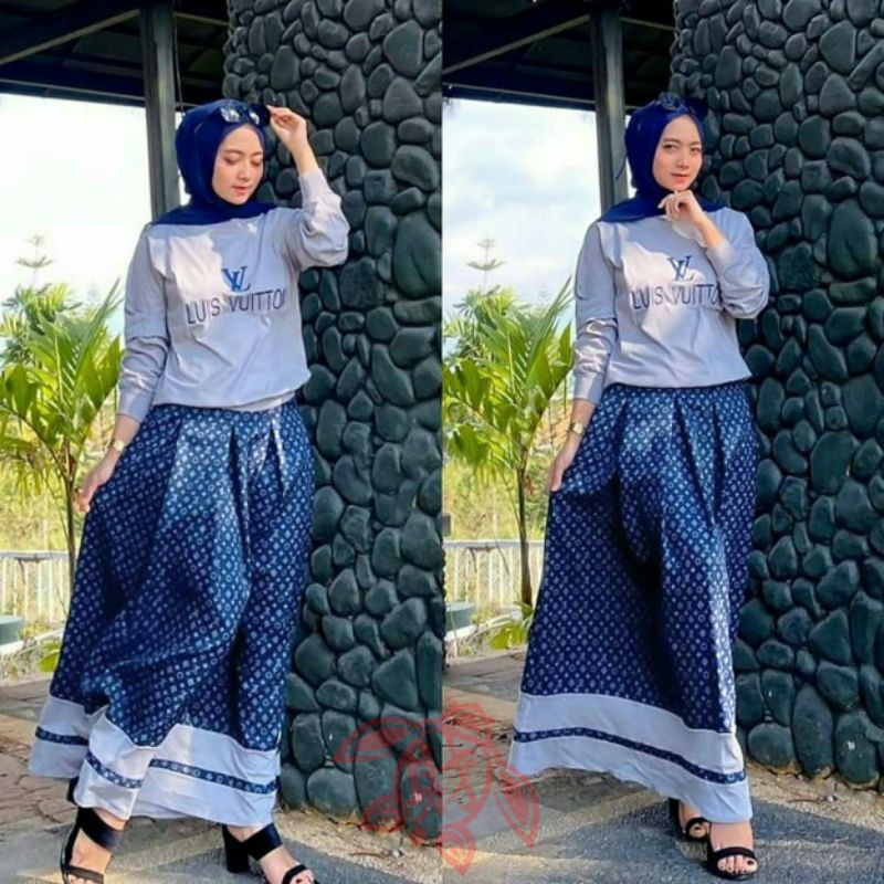 PCS SET ROK LUISA BABYTERRY DENIM ED SETELAN ATASAN DAN CELANA