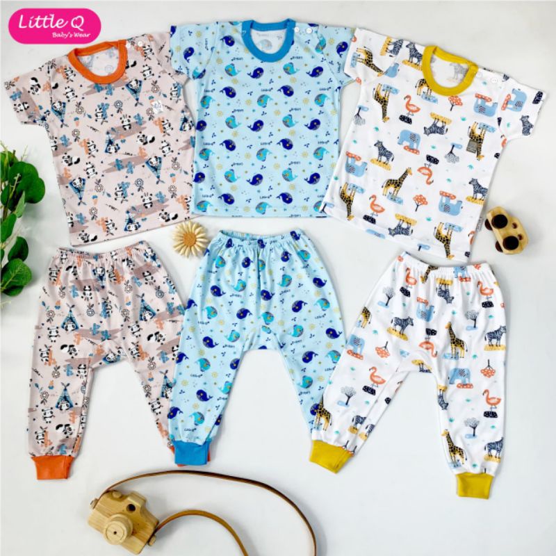 3stl_setelan LITTLE Q CPR MOTIF Dino,koala,carsTERBARU panda series / piyama CPR little q motif / setelan anak little q motif