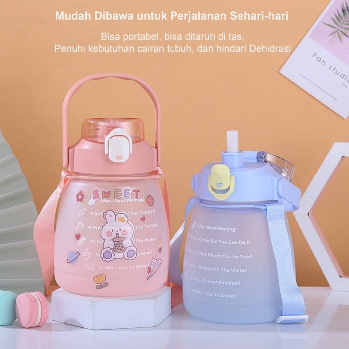 Botol Air Minum Sedotan Anak BPA Free Motif Gradient Colour 1300ml