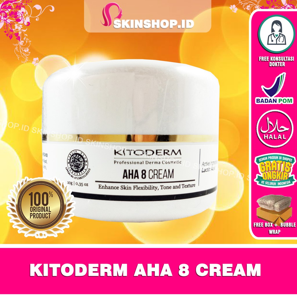 Kitoderm Aha 8 Cream 10gr Original / Krim Penghilang Flek &amp; Anti Aging BPOM Aman