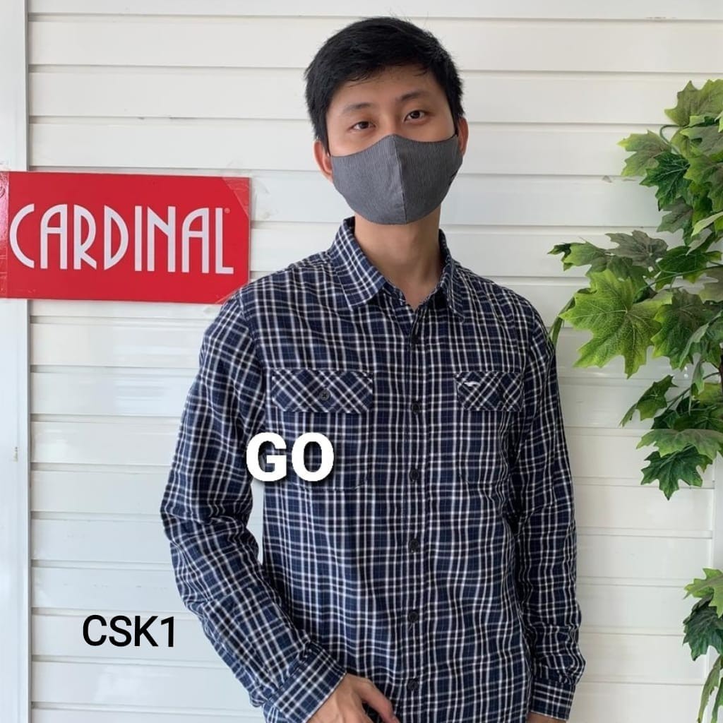 bego CSK CARDINAL KEMEJA JEANS Slimfit Hem Pria Baju Cowok Pakaian Pria Lengan Panjang